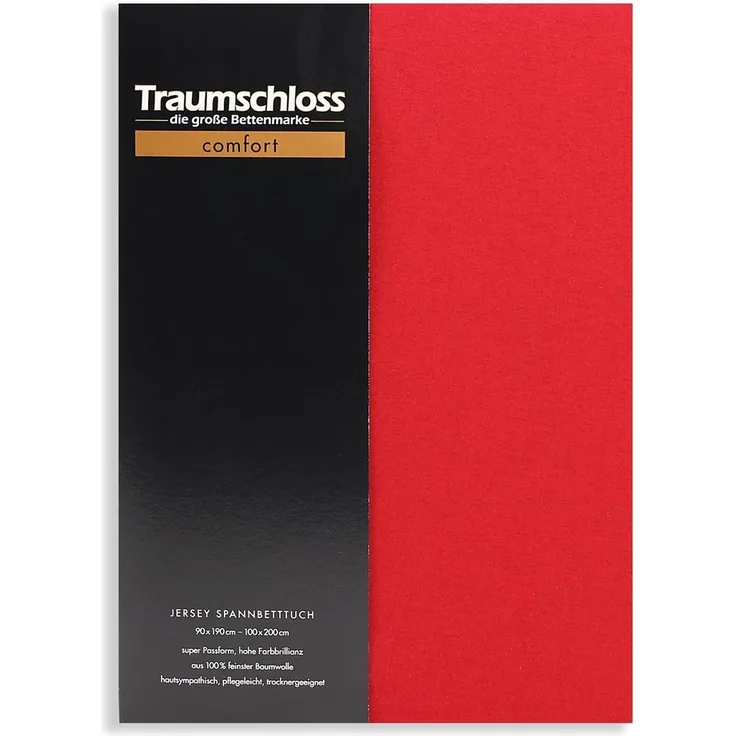 Traumschloss Spannbettlaken Comfort, Jersey, Rubin, 180-200x200, Baumwolle