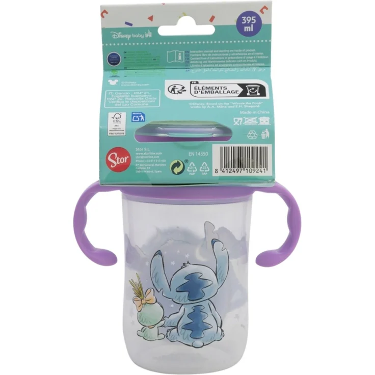 Disney Stitch Trinklernbecher 395 ml – 360° Becher mit Griffen und Deckel – Bild 2