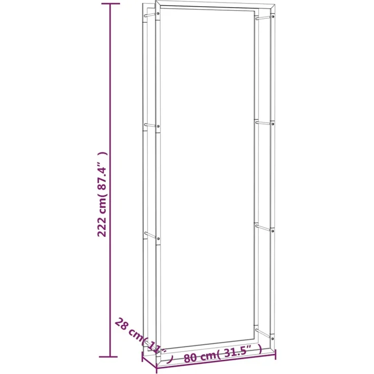 vidaXL Brennholzregal Mattschwarz 80 x 28 x 222 cm Stahl 350309 – Bild 6