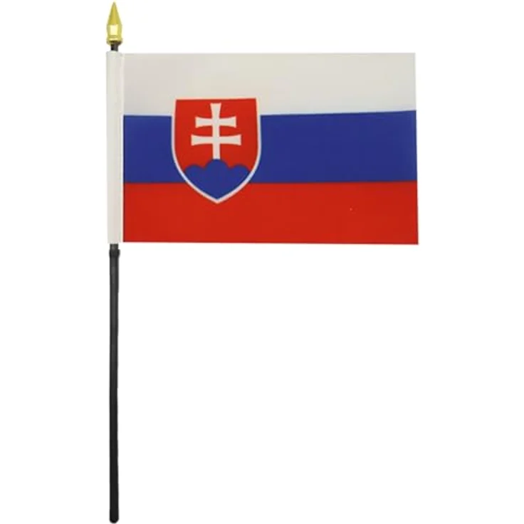AZ FLAG - Tischflagge Slowakei - 15x10 cm Goldene Splitze - Slowakische Tischfahne 10 x 15 Cm - Flaggen – Bild 2