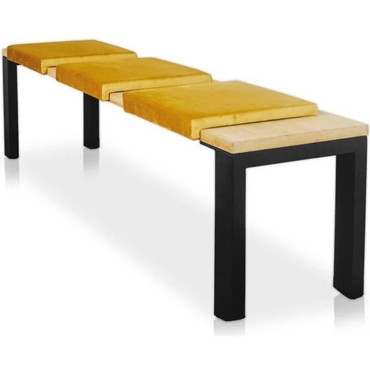 Lycce Bankauflage Klemmkissen, Sitzkissen mit 1 Leiste, 40cm breit - 35cm Klemmtiefe, (1 St), weich gepolstert, verrutscht nicht, edle Optik Samt senf olive – Bild 4