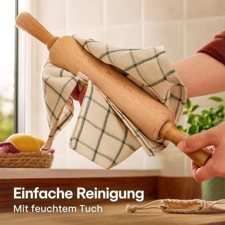 Praknu Nudelholz Nudelholz - Teigroller aus FSC® Buchenholz - Mit Maßeinteilung Buchenholz, (1-tlg), Teigroller aus nachhaltigem FSC Holz, Für gleichmäßiges Ausrollen – Bild 5