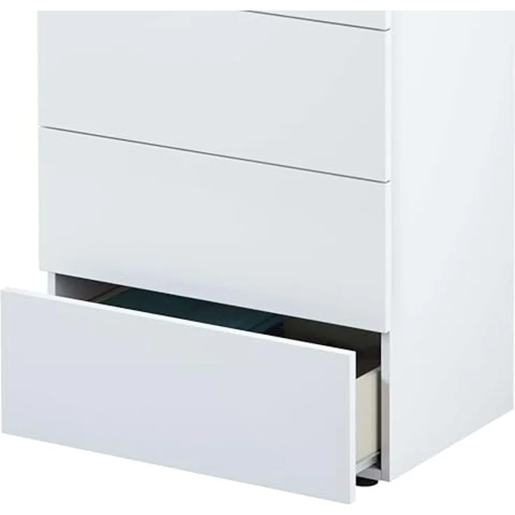 Habitdesign, Kommode mit 5 Schubladen – moderner Sinfonier in Artik weiß & Zementgrau, platzsparender Schubladenschrank für Schlafzimmer oder Büro, Maße: 61 x 118 x 40 cm (B x H x T), Modell Tekkan – Bild 4