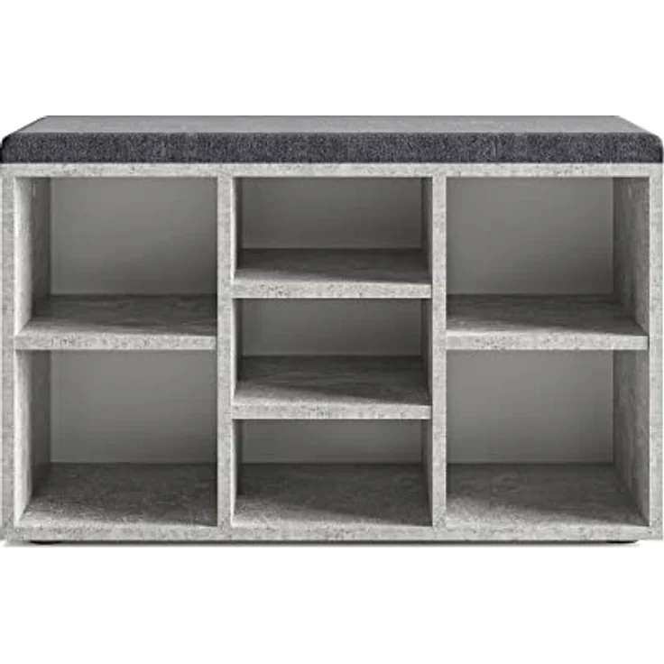 KOMTO Schuhbank Schuhregal mit Sitzfläche mit Stauraum, Sofia 80 x 50 x 30 cm Beton – Bild 7