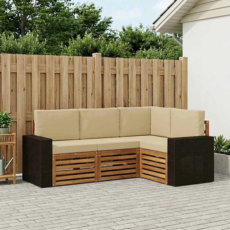 vidaXL Outdoor-Sofagarnitur 4 stk. 4-Sitzer Natur und Beige 3384304 – Bild 1