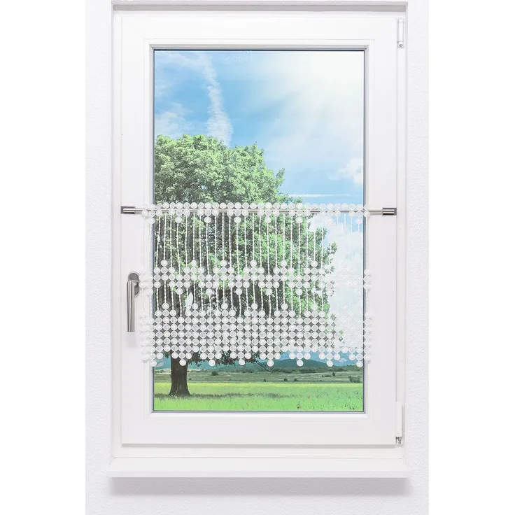 Scheibengardine Plauener Spitze - Pearl (Bx H) 200cm * 45cm weiß