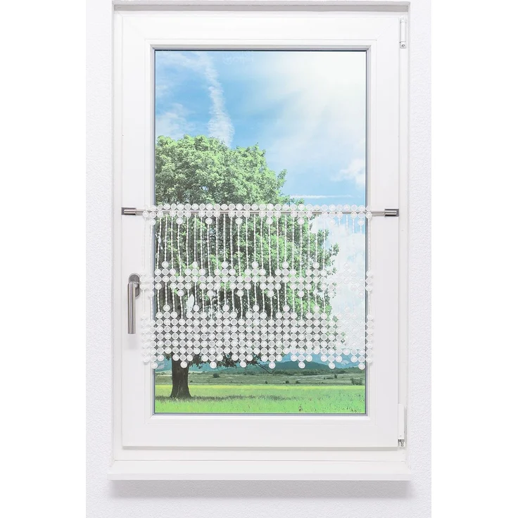 Scheibengardine Plauener Spitze - Pearl (Bx H) 200cm * 45cm weiß – Bild 1