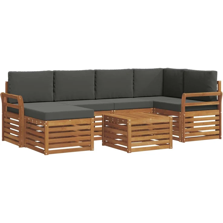 vidaXL Outdoor-Sofagarnitur 7 stk. 5-Sitzer Natur und Anthrazit 3375132 – Bild 2