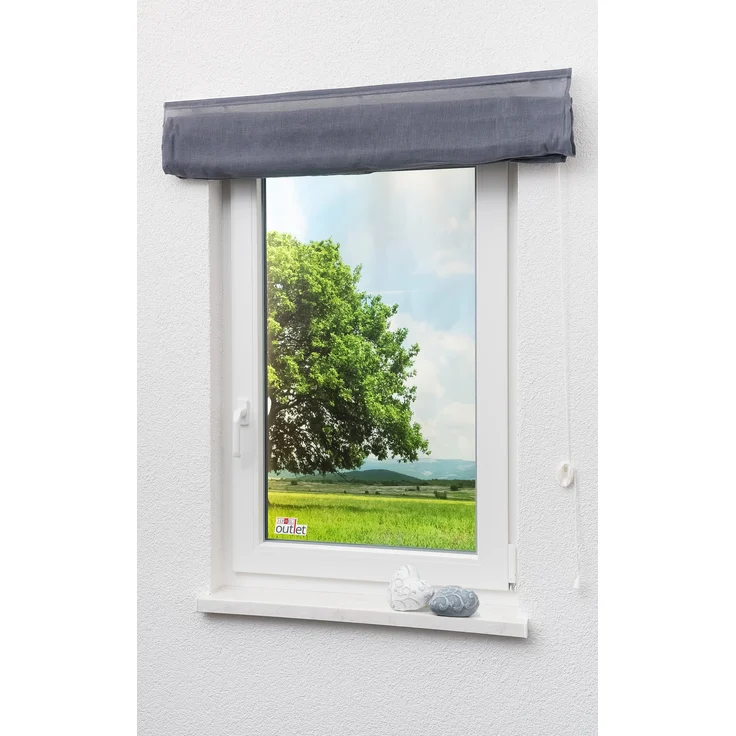 LYSEL® Raffrollo Leinen Blaugrau, HxB 170x60cm – Bild 6