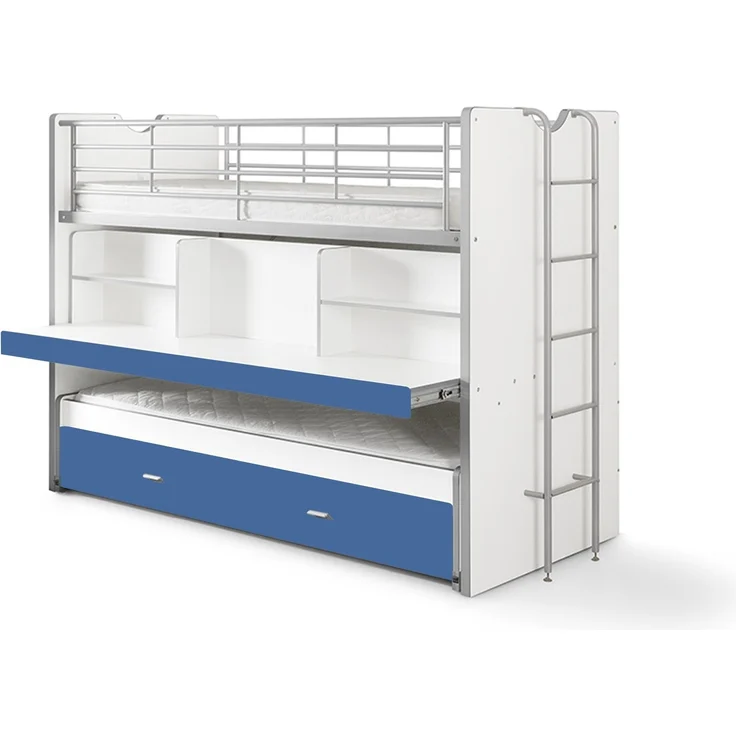 Hochbett Kalinda 222x102x161 Holzwerkstoff+Metall Weiß/Blau – Bild 3