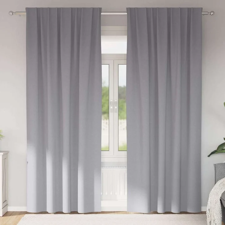 vidaXL Verdunkelungs-Vorhänge mit Ringen 2 stk. Hellgrau 245 x 140 cm 4107456 – Bild 1