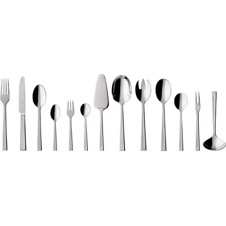 Villeroy & Boch – Victor Besteckset 68 teilig für 12 Personen Silber/Platin, Spülmaschinenfest, Rostfrei, Tafelbesteck, Besteck Set, Essbesteck, Gabel, Löffel, Messer, Küchen Besteck Set, Edelstahl