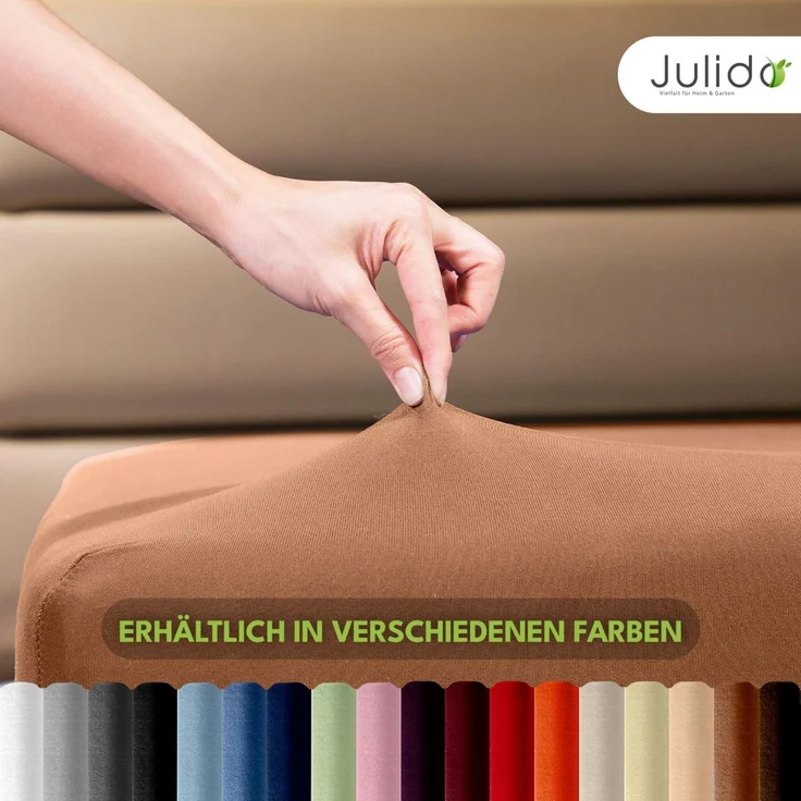 Jersey Spannbettlaken 180-200x200cm 100% Baumwolle Nougat – Bild 6