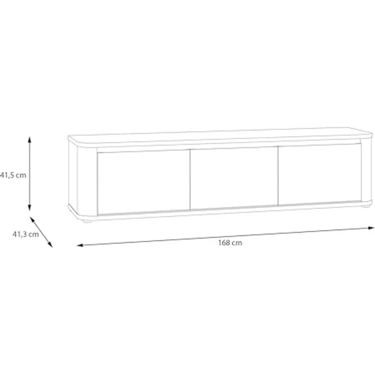 Forte BREATHTAKER TV-Schrank 170, modern minimalistisches Lowboard, 3-türig, Reliefstruktur, Wohnzimmer, Holzwerkstoff, Schwarz, 168 cm breit x 41,5 cm hoch x 41,3 cm tief – Bild 2