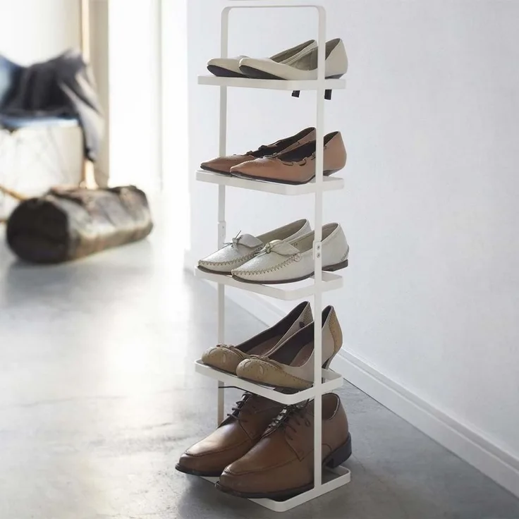 Yamazaki Schuhregal "Tower" aus Metall 22x77x14cm für 5 Paar Schuhe platzsparend klein, Standregal, Schuhablage, freistehend, tragbar, minimalistisch, schmal