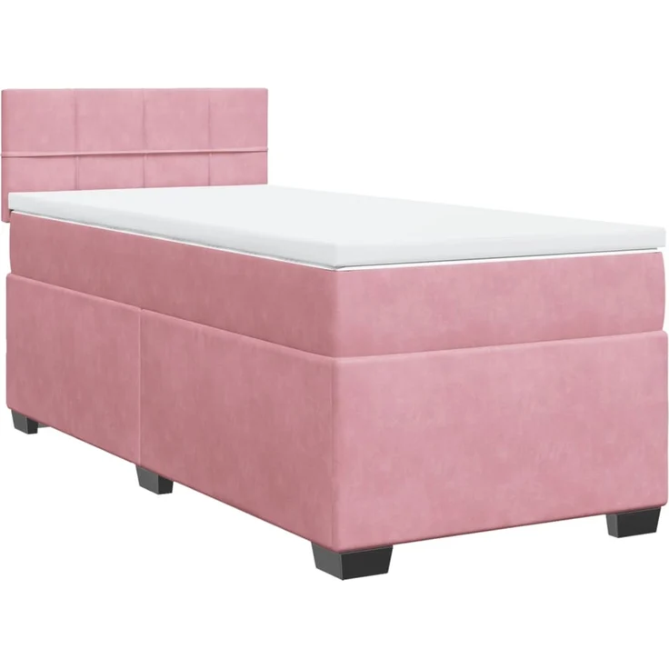 vidaXL Boxspringbett mit Matratze Rosa 100x200 cm Samt 3286239 – Bild 2