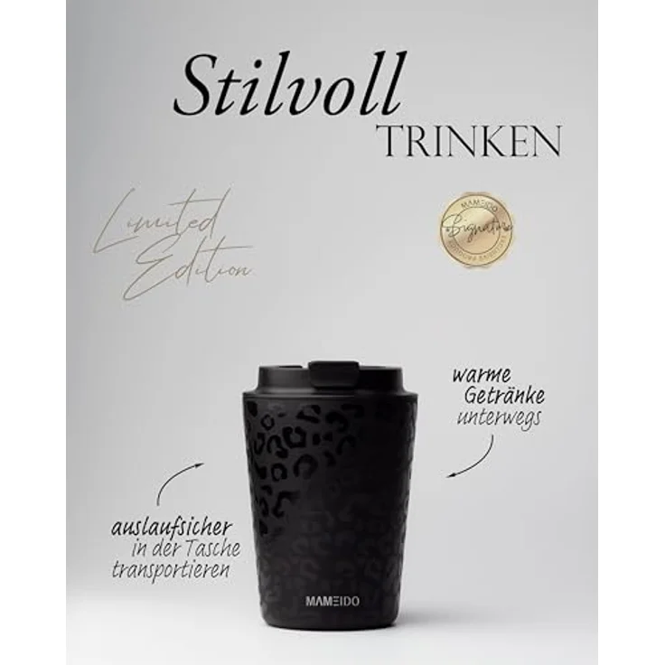 MAMEIDO Thermobecher, Edelstahl, Kunststoff, Silikon, doppelwandig isoliert, auslaufsicher in 350ml, 470ml, 700ml & 1200ml – Bild 3