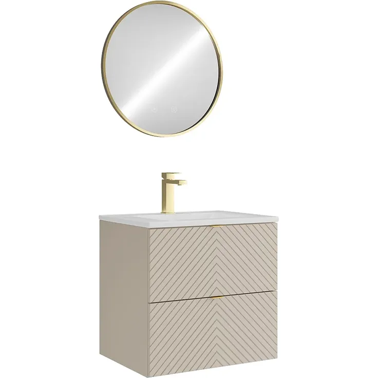 Vente-unique - DORIONI Badmöbel-Set Holz, Platte Beige - B 46 cm x H 61,6 cm x L 60 cm – Bild 3