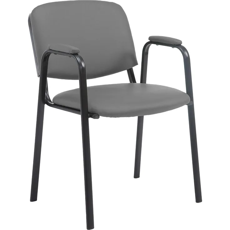CLP Besucherstuhl Ken Pro Kunstleder mit Armlehnen und Bodenschonern,grau