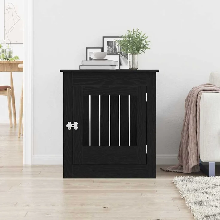 vidaXL Hundebox Möbel Schwarze Eiche 64,5x80x71 cm Holzwerkstoff 862177 – Bild 3