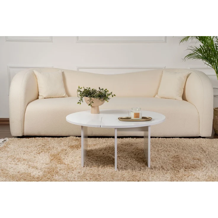 Couchtisch, 'Moira', 41 x 90 x 90, Natürliches Weiß – Bild 5