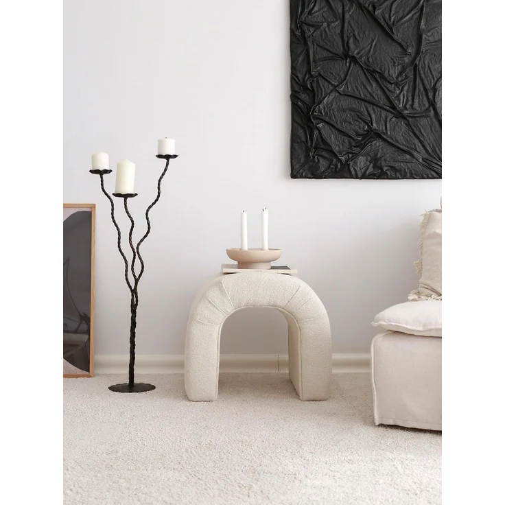 Atelier Del Sofa Stylish Pouffe, Cream Teddy Fabric, 51 x 45 x 46 cm | 100% Polyester, Beech Tree Frame | Perfect for Modern Living Rooms & Cozy Spaces – Bild 2
