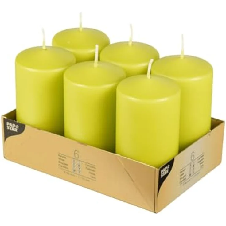 6 Stumpenkerzen Ø 60 mm · 115 mm kiwi – Bild 2