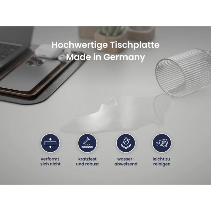 Desktopia Pro X - Elektrisch höhenverstellbarer Schreibtisch / Ergonomischer Tisch mit Memory-Funktion, Grau, Gestell Schwarz, 160x80 cm – Bild 5