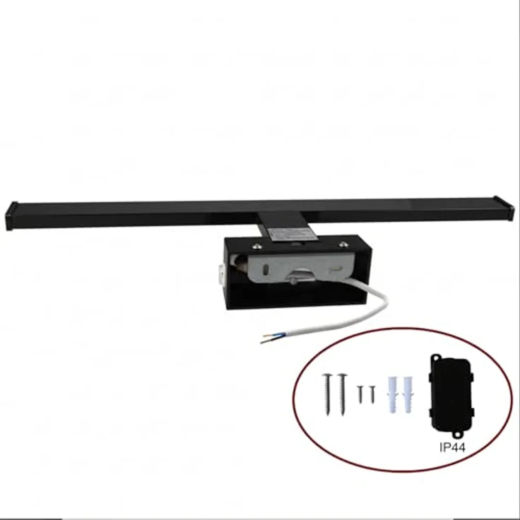 kalb LED Spiegelleuchte Spiegelleuchte chrom oder schwarz 500mm, mit integriertem Netzschalter, Schwarz – Bild 7