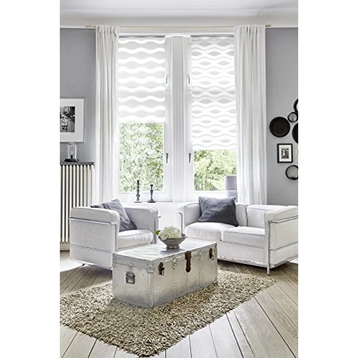 Lichtblick Sonnenschutzsysteme GmbH Doppelrollo Stockholm 45 cm x 150 cm (BxL) Weiß Duo Rollo in extravagantem Stil; Klemm- und schraubbar; Lichtdurchlässig und blickdicht – Bild 3