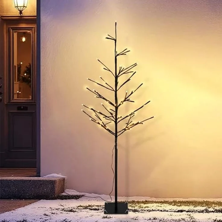 Spetebo LED Baum Deko für Außen und Innen 120 cm Höhe, Netzteil, LED fest integriert, gold, Weihnachts Dekobaum mit 80 LED beleuchtet – Bild 1
