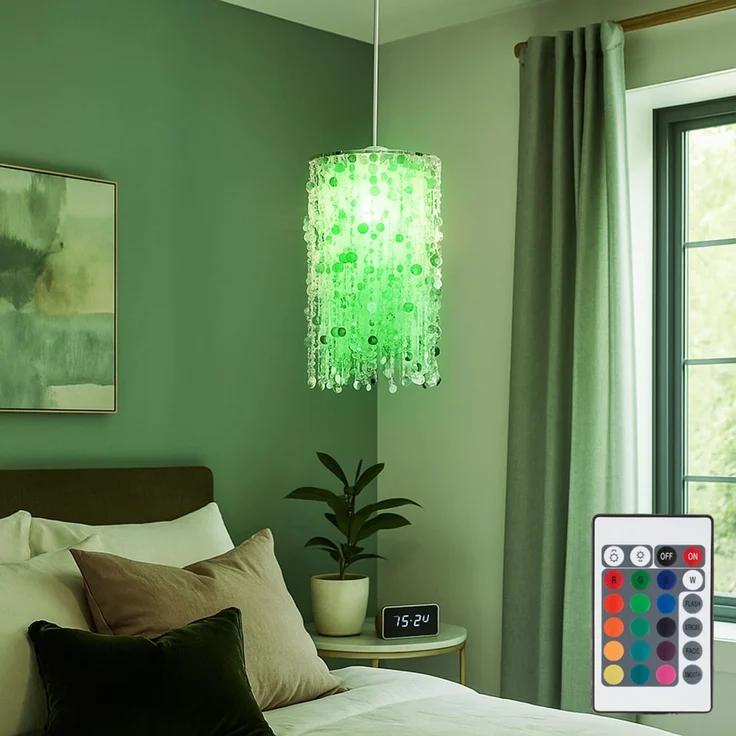 RGB LED Hängeleuchte, silber 27 cm – Bild 2