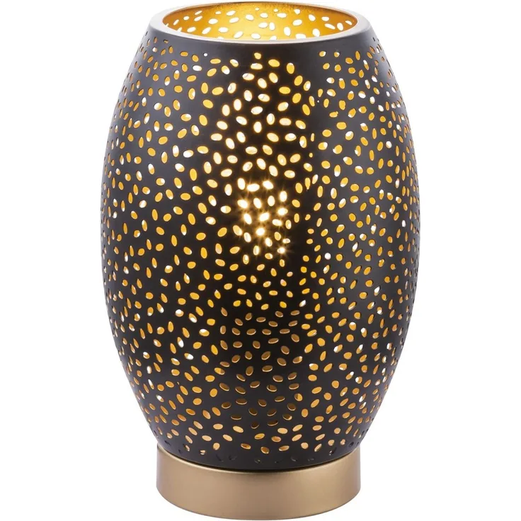 Tischlampe Wohnzimmer Tischleuchte Schlafzimmer Metall schwarz gold 24002S