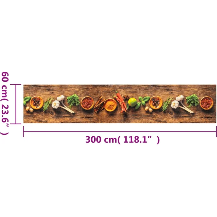 vidaXL Küchenteppich Waschbar Gewürze 60x300 cm Samt 4005607 – Bild 5