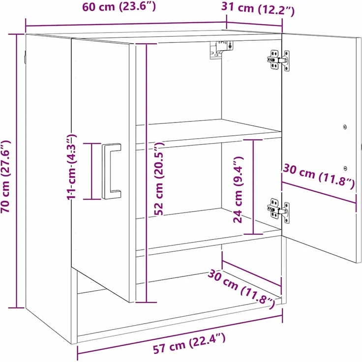 vidaXL Wandschrank Artisan-Eiche 60 x 31 x 70 cm Holzwerkstoff 879541 – Bild 10