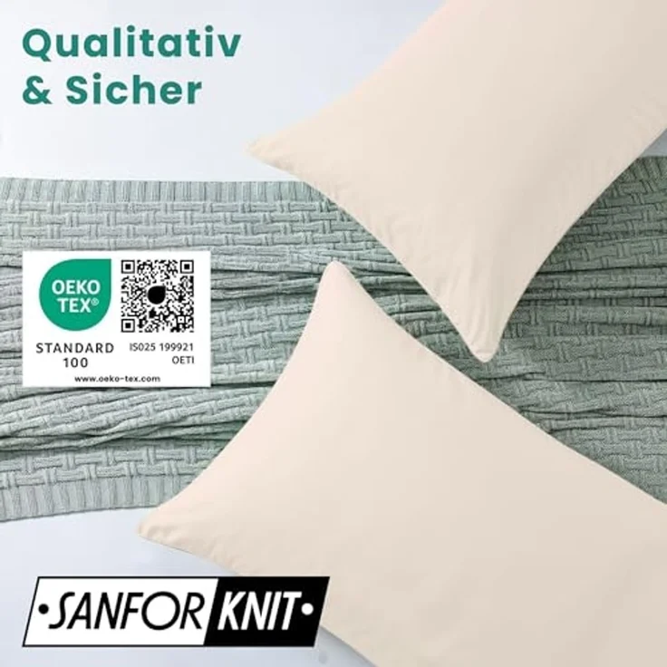 livessa Kissenbezug 2er Set Kissenbezug - Verdeckter Reißverschluss - Kopfkissenbezug, %100 Baumwolle Jersey Stoff 140 g/m², Ultra weich und atmungsaktiv – Bild 6