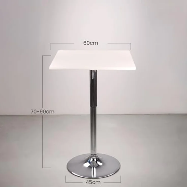 Brigros WeHome - Bartisch, hoher Couchtisch, höhenverstellbarer Couchtisch, quadratischer oder runder Tisch, Küchentisch erhältlich (Weiß, Quadrat) – Bild 4