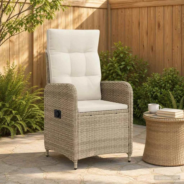 vidaXL Verstellbarer Gartenstuhl Beige und Cremeweiß 42027155 – Bild 1