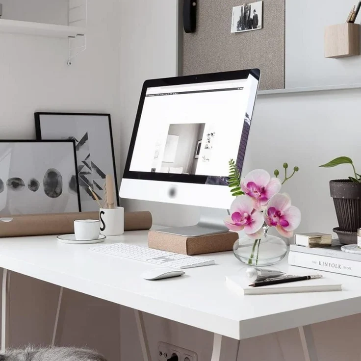 Künstliche Orchideen Kunstblumen 3er Set Deko mit Glasvase Bad Büro Wohnzimmer – Bild 7