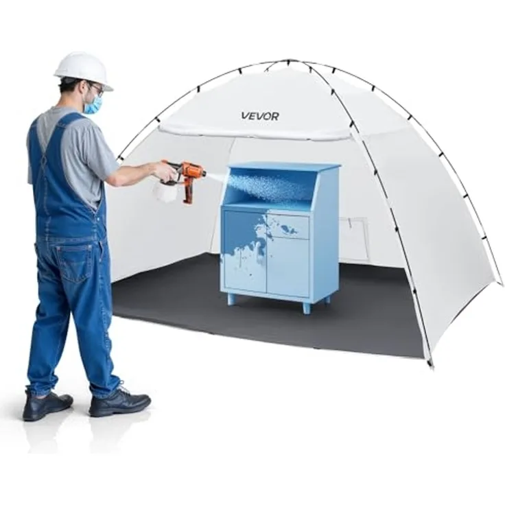 VEVOR tragbares Lackierkabinenzelt (293 x 230 x 188 cm Arbeitsbereich) Sprühfarbenzelt für Sprühmalerei, wasserfeste Farbkabine mit integriertem Boden & aufrollbarer Tür für Schränke Stühle Tische