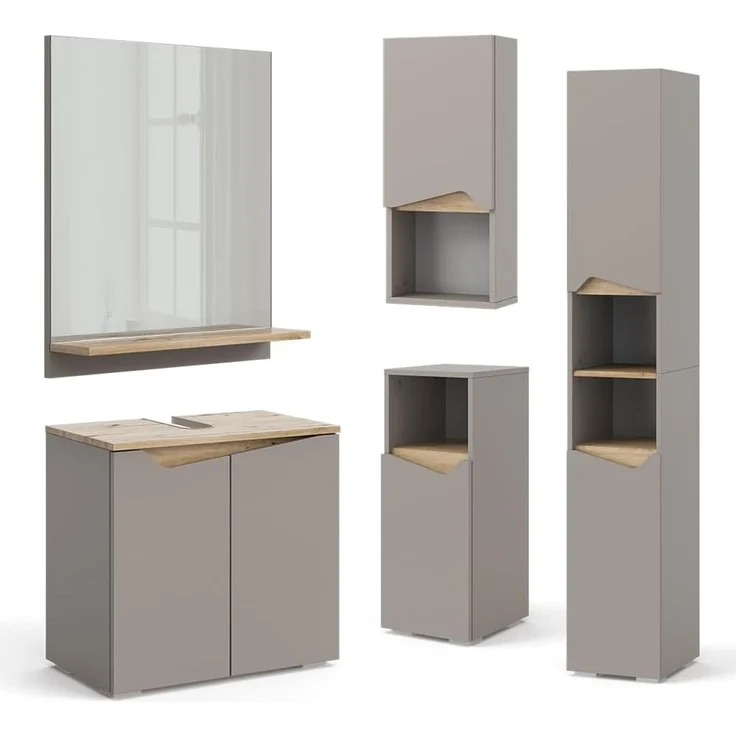 Waschbeckenunterschrank Marelle Greige 60 x 57.5 cm mit 2 Türen Vicco – Bild 9