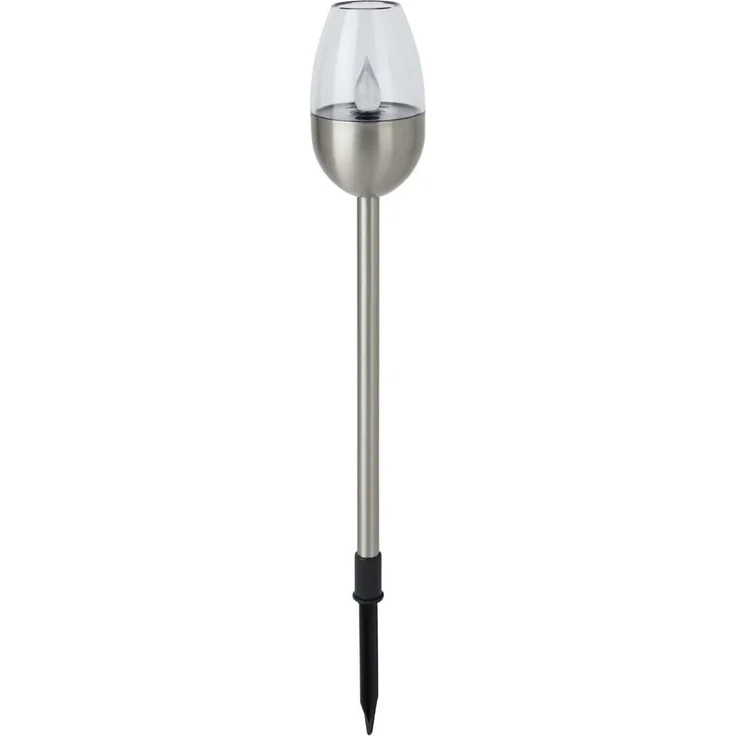 Dehner Solarleuchte Flame, 4er Set, Ø 6.1 cm, Länge 41.7 cm, Edelstahl/Kunststoff, silber – Bild 2