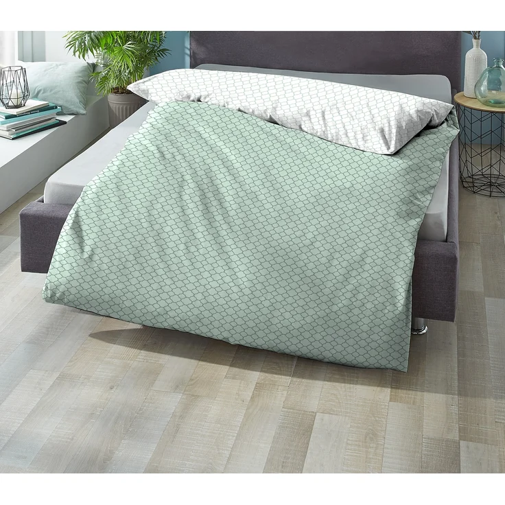 biberna 0636045 Mako-Satin Bettwäsche GRAFIK - MIX & MATCH, mint, 1x 155x200 cm – Bild 1