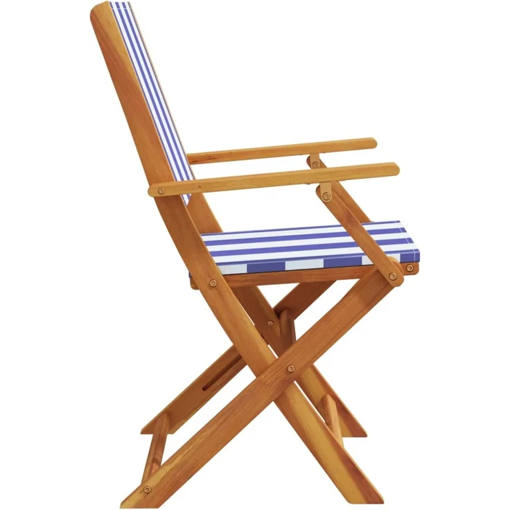 vidaXL Gartenstühle 6 Stk. Klappbar Blau und Weiß Stoff und Massivholz 3214590 – Bild 5