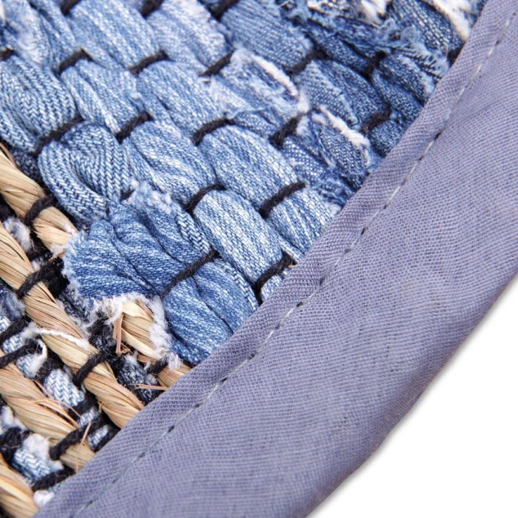 Teppich Läufer Matte Unterlage Vorleger Fußabtreter, breite Auswahl an modernen Fleckerl- und Baumwollteppichen (150cm Ø / Jeans Square) – Bild 6