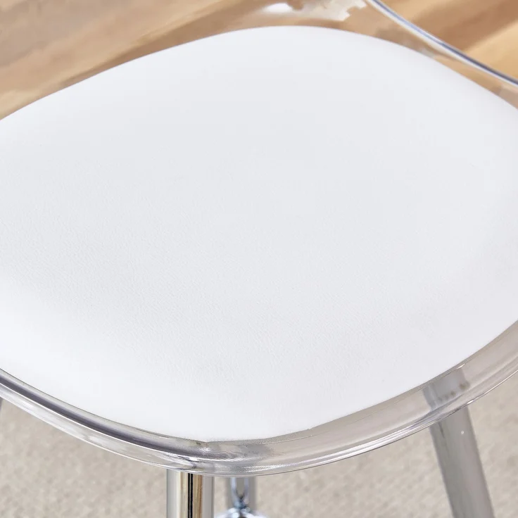 2-teiliges Set Transparente Lehnstühle mit durchscheinender Rückenlehne, silberfarbene Metallgestelle, geeignet für Wohnzimmer, Esszimmer, Theken, Inseln und Cafés--Silber, Transparent--96.5x33x38cm--YOUDENOVA – Bild 2