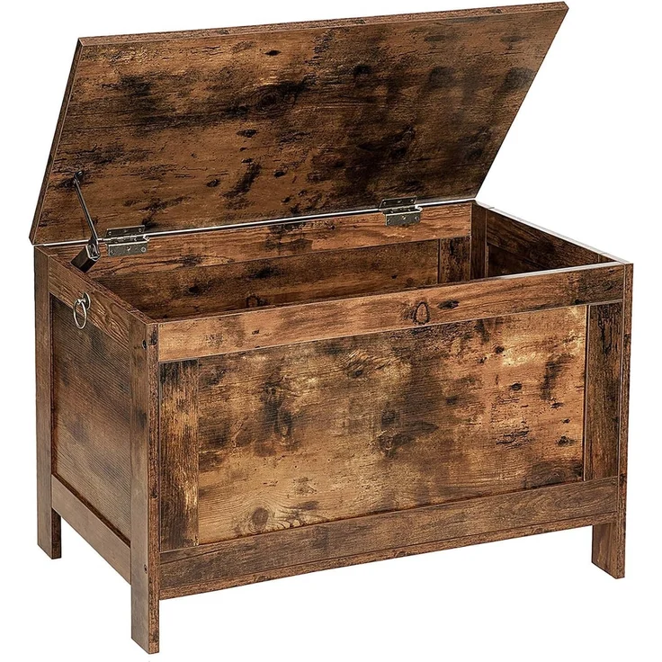 HOOBRO Truhen, Sitzbank mit Stauraum, Spielzeugtruhe mit Deckel, Schuhbank, Sitztruhe, Aufbewahrungstruhe, Robust, Sicherheitsscharniere, Schlafzimmer, Wohnzimmer, 76 cm, Dunkelbraun EBF75CW01G1 – Bild 1