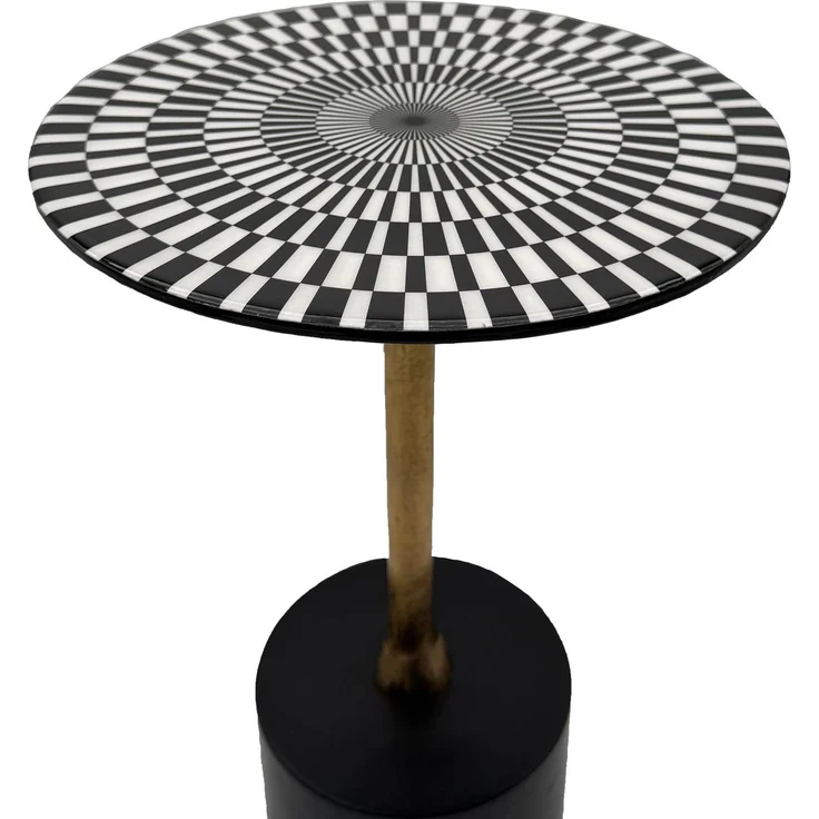 FineBuy Beistelltisch Aluminium 49cm Op-Art-Muster - Kleiner runder Anstelltisch aus Metall - Design Wohnzimmertisch - Dekotisch - Couchtisch - Metalltisch Handmade pflegeleicht – Bild 4