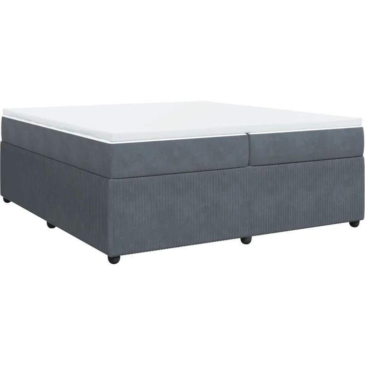 vidaXL Boxspringbett mit Matratze Dunkelgrau 200x200 cm Samt 3285663 – Bild 2