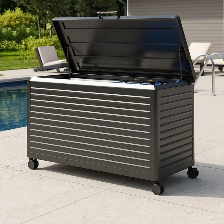 Mirador Auflagenbox Gartenbox Aluminium Anthrazit Kissenbox fur Garten Balkon (Komplett-Set, 1-tlg), Rollbar, Haltegriffe, Gasdruckfedern – Bild 5